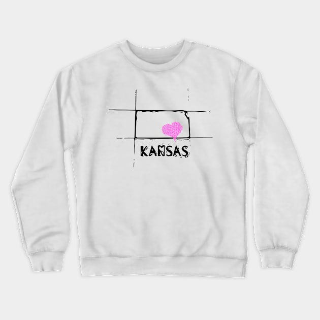 Love Kansas State Sketch USA Art Design Crewneck Sweatshirt by DimDom